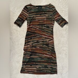 Connected Apparel Earthy Tones Long Sleeve Dress